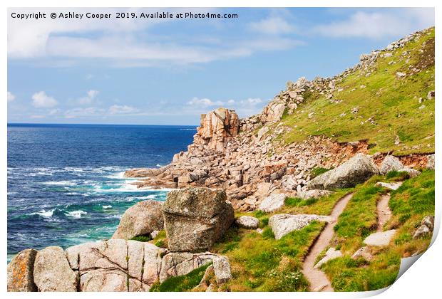 Cornish coast path. Print by Ashley Cooper