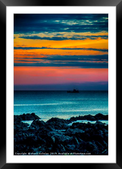 Sunset Over Croyde Bay, Devon Framed Mounted Print by Shawn Nicholas