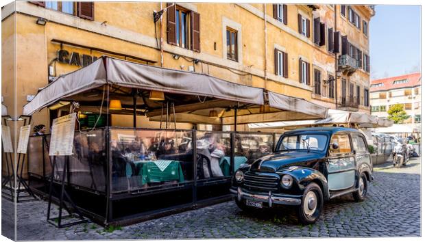 Car and Restaurant Italy  Canvas Print by Naylor's Photography