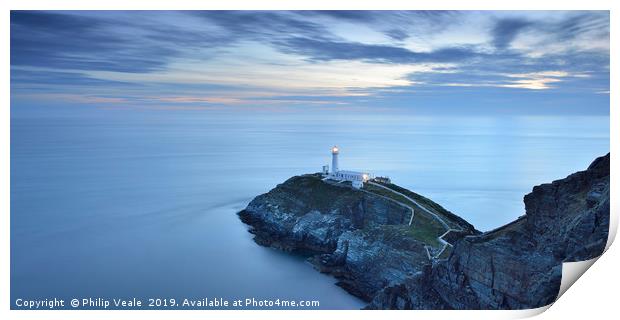 South Stack Lighthouse in the Blue Hour. Print by Philip Veale