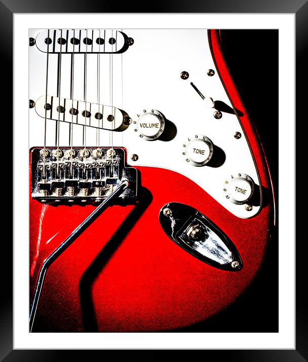 Close-up Red Electric Guitar Framed Mounted Print by Maggie McCall