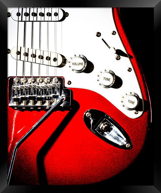 Close-up Red Electric Guitar Framed Print by Maggie McCall