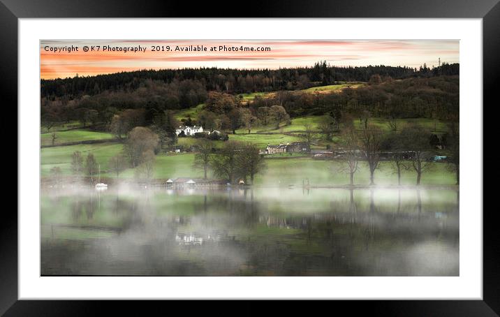 Mist Over Coniston Water Framed Mounted Print by K7 Photography