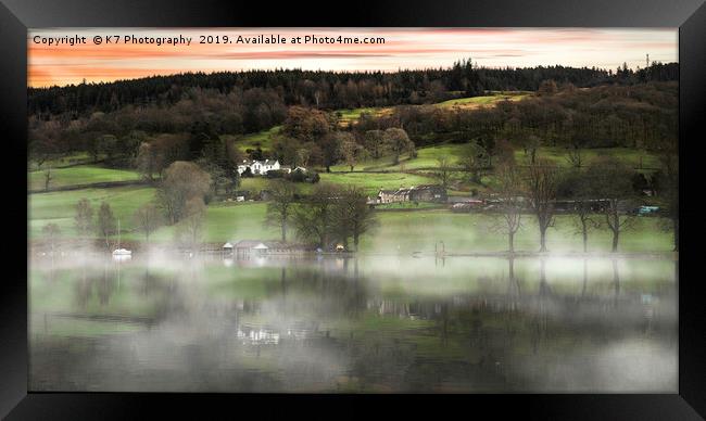 Mist Over Coniston Water Framed Print by K7 Photography