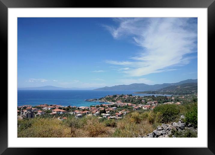 Stoupa, Mani peninsula, Greece Framed Mounted Print by John Robertson
