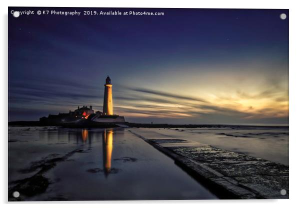 St Mary's Lighthouse at First Light Acrylic by K7 Photography