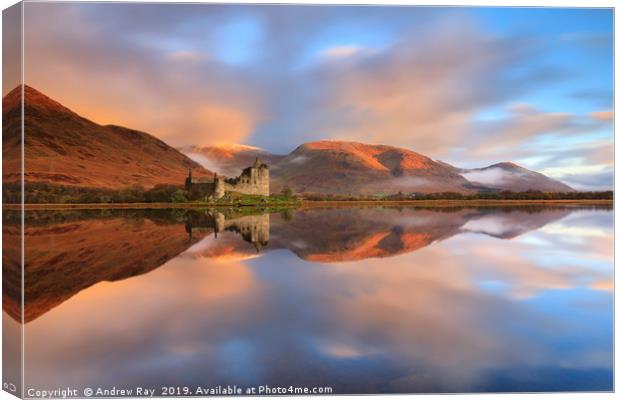 Kilchurn Castle at sunrise Canvas Print by Andrew Ray