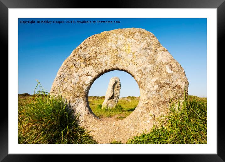 Men an Tol stone. Framed Mounted Print by Ashley Cooper