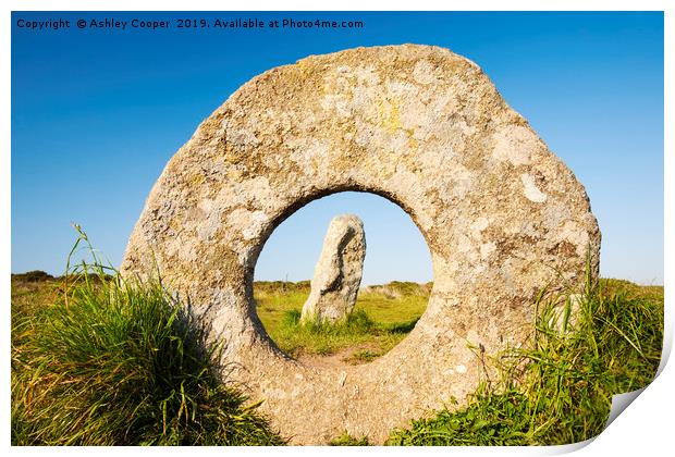 Men an Tol stone. Print by Ashley Cooper