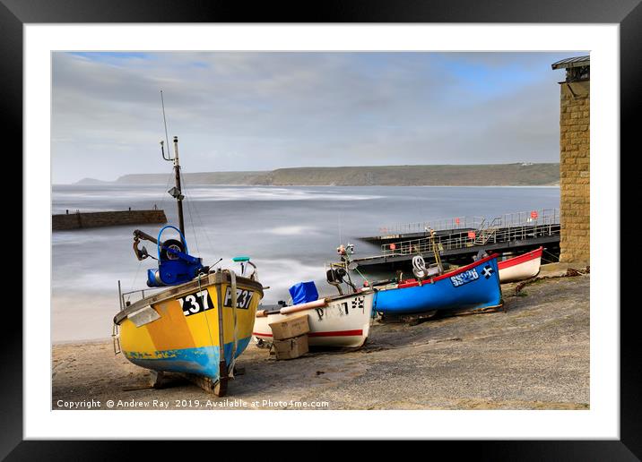 Fishing boats at Sennen Cove Framed Mounted Print by Andrew Ray