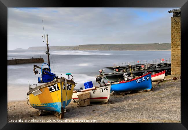 Fishing boats at Sennen Cove Framed Print by Andrew Ray