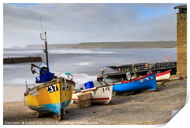 Fishing boats at Sennen Cove Print by Andrew Ray