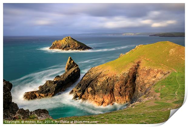 Towards the Mouls (Port Quin Bay) Print by Andrew Ray