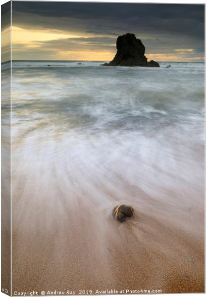 Wave pattern (Widemouth Bay) Canvas Print by Andrew Ray