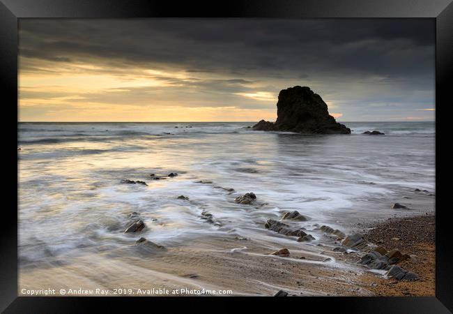 Evening at Widemouth Bay Framed Print by Andrew Ray