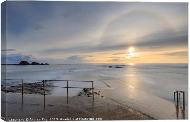 Sunbow at Bude Canvas Print by Andrew Ray