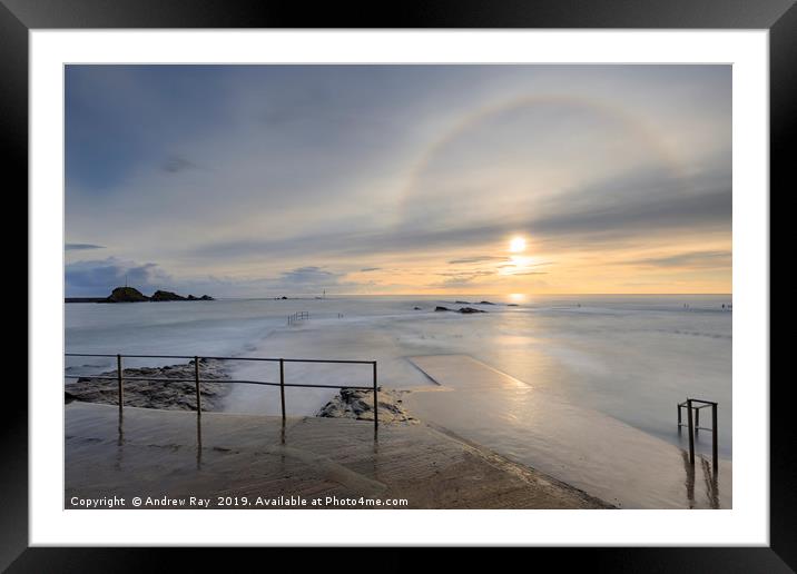 Sunbow at Bude Framed Mounted Print by Andrew Ray