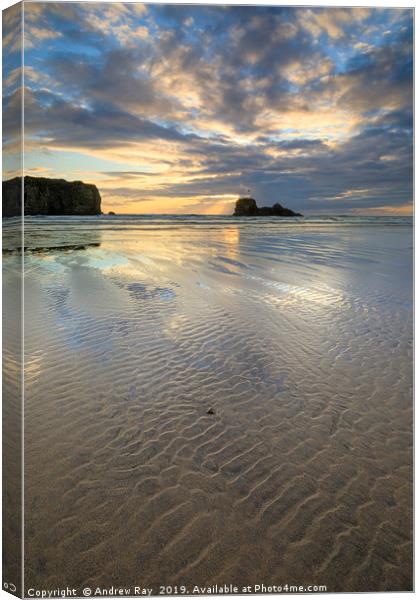 Towards the setting sun (Perranporth) Canvas Print by Andrew Ray
