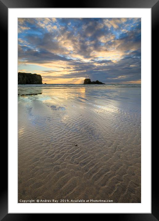 Towards the setting sun (Perranporth) Framed Mounted Print by Andrew Ray