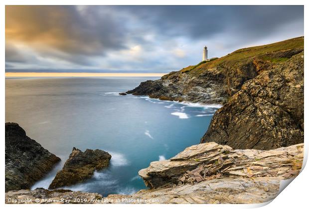 Summer evening at Trevose Print by Andrew Ray