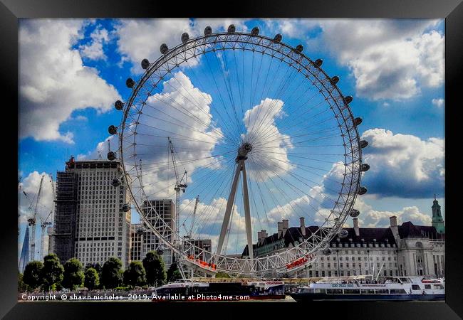 The London Eye Framed Print by Shawn Nicholas