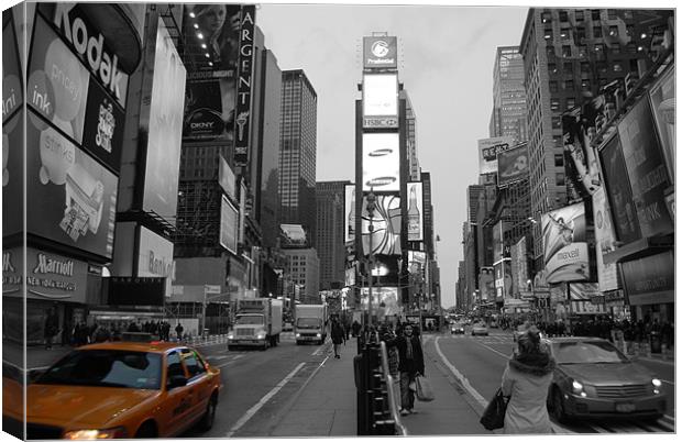 Time Square New York with yellow cab Canvas Print by Thomas Stroehle
