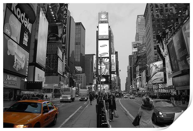 Time Square New York with yellow cab Print by Thomas Stroehle