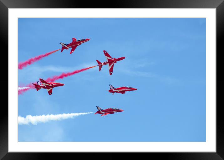 Burst! Red Arrows Display at Airbourne, Sussex. Framed Mounted Print by Ben Dale