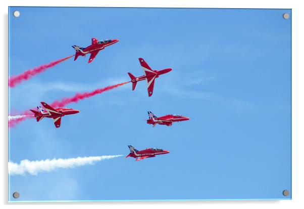 Burst! Red Arrows Display at Airbourne, Sussex. Acrylic by Ben Dale