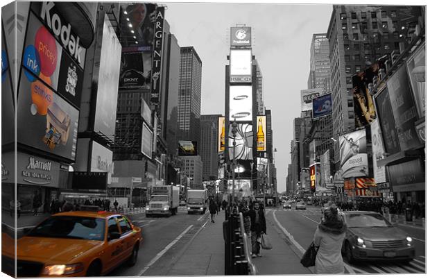 Time Square New York with yellow cab Canvas Print by Thomas Stroehle