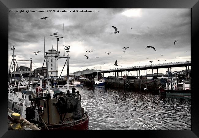 North Shields Fish Quay with just a hint of colour Framed Print by Jim Jones