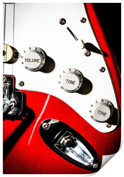 Close-up Red Electric Guitar Print by Maggie McCall