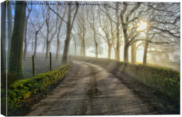 Misty morning in Birtle Canvas Print by Derrick Fox Lomax