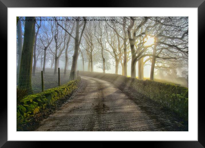 Misty morning in Birtle Framed Mounted Print by Derrick Fox Lomax