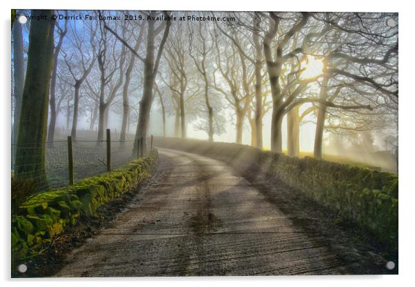 Misty morning in Birtle Acrylic by Derrick Fox Lomax