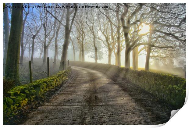 Misty morning in Birtle Print by Derrick Fox Lomax