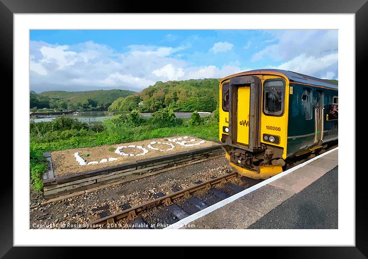 GWR train arriving at Looe Station in Cornwall Framed Mounted Print by Rosie Spooner