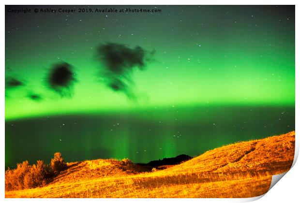Northern lights Iceland. Print by Ashley Cooper