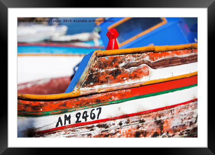 Greek fishing boat. Framed Mounted Print by Ashley Cooper