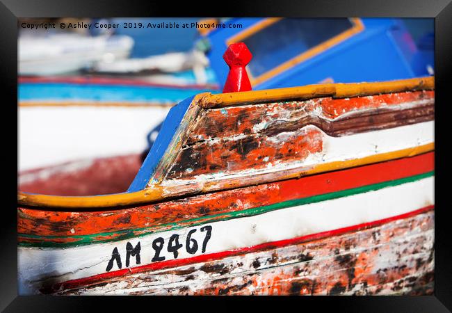 Greek fishing boat. Framed Print by Ashley Cooper