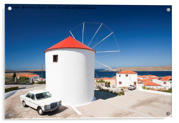 Greek Windmill. Acrylic by Ashley Cooper