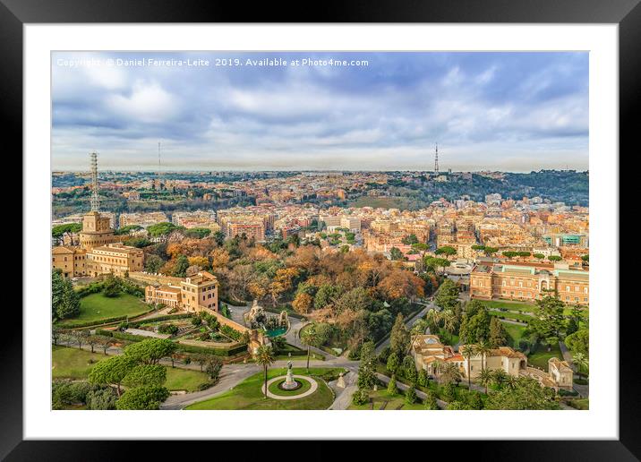 Vatican Gardens Aerial View at Saint Peter Basilic Framed Mounted Print by Daniel Ferreira-Leite