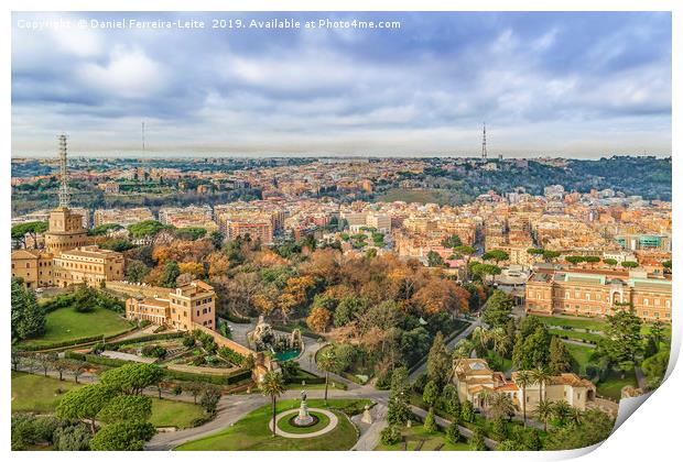 Vatican Gardens Aerial View at Saint Peter Basilic Print by Daniel Ferreira-Leite