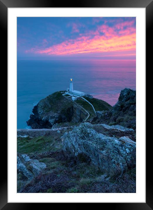 South Stack Lighthouse Sunset Framed Mounted Print by CHRIS BARNARD