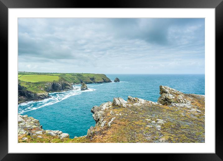 Coastal views from Willapark Lookout near Boscastl Framed Mounted Print by Andrew Michael