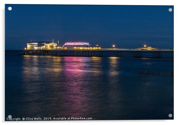 Cromer Pier at night in North Norfolk Acrylic by Clive Wells