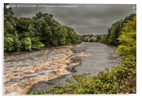 River Tees in Flood at Barnard Castle, Teesdale Acrylic by Richard Laidler