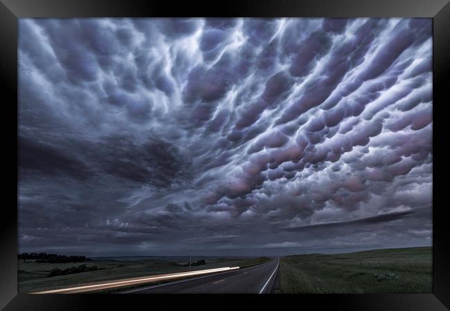 Mammatus clouds over Montana  Framed Print by John Finney