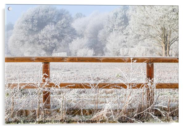 Rural winter snow scene and fence Acrylic by Simon Bratt LRPS