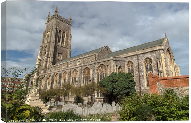 Cromer parish church in Nofolkrth Nor Canvas Print by Clive Wells